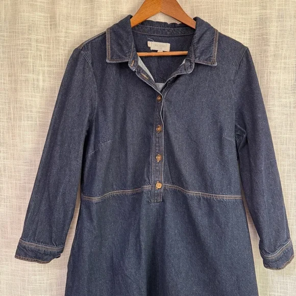 Hobbs London Lulu Long Sleeve Blue Denim Dress Size 14 - Picture 4 of 9